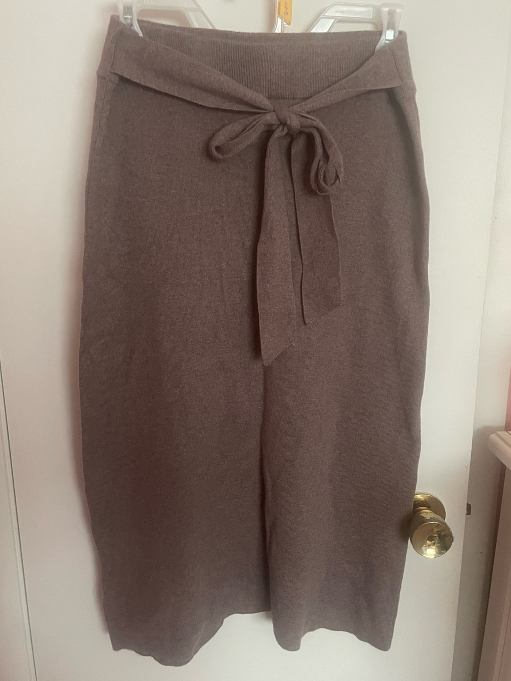 Ann Taylor Factory Light Plum Knit MIDI Skirt with Tie Waist